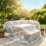 Telo di protezione 6x4 m in PE 140 g/m² con 20 occhielli rinforzati, telo impermeabile anti-UV per giardino e piscina, bianco