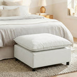 Repose pied salon carré, ottoman avec pieds en plastique, pouf salon pour chambre à coucher, entrée, 75x75x40 cm, gris
