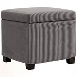 Pouf contenitore 30 L con coperchio rimovibile, pouf cubo imbottito in velluto a coste, 40 x 40 x 40 cm, grigio