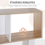 Bibliothèque à 5 niveaux, meuble de rangement en forme de S avec étagères, étagère de rangement blanc