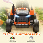 Elektrischer Kindertraktor mit abnehmbarem Anhänger, Elektroauto für Kinder, 2,4G-Fernbedienung, 139x58x55cm, orange