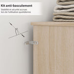Tête de lit sur pied avec rangements, accessoire de lit 4 compartiments ouverts, 140 x 19 x 103,5 cm, effet bois naturel