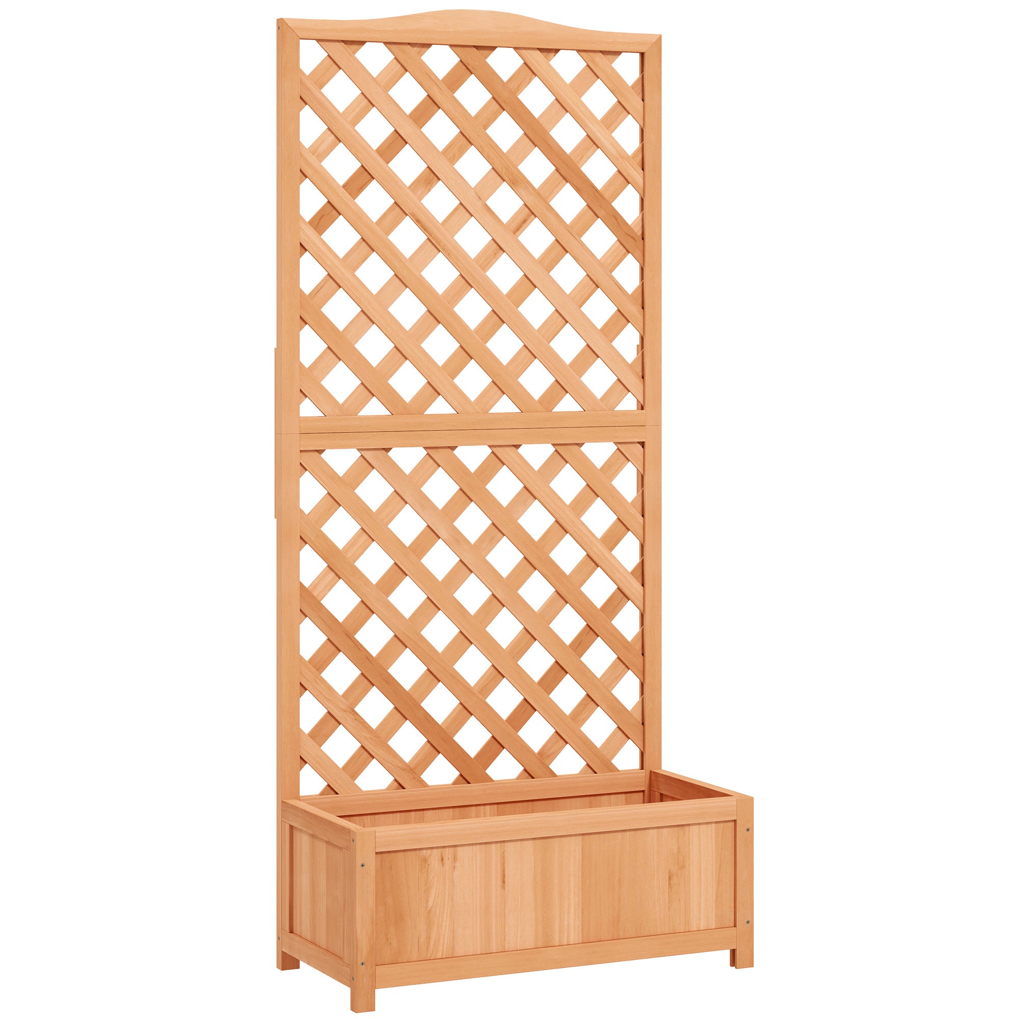 Jardinière avec treillis bac à fleurs avec treillis fond à lattes bois massif 76 x 36 x 170 cm marron