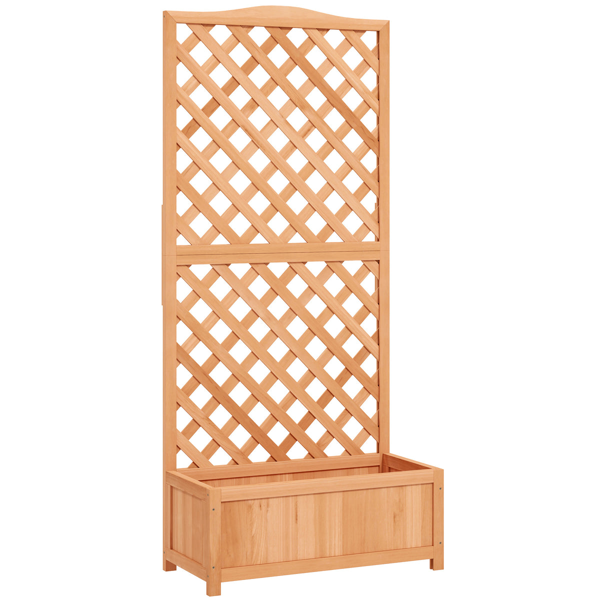 Jardinière avec treillis bac à fleurs avec treillis fond à lattes bois massif 76 x 36 x 170 cm marron