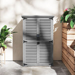 Armadio da giardino capanno per attrezzi in legno, 2 ripiani, tetto bitumato, porte a persiana, chiudibile a chiave, 75 x 50 x 118 cm, grigio