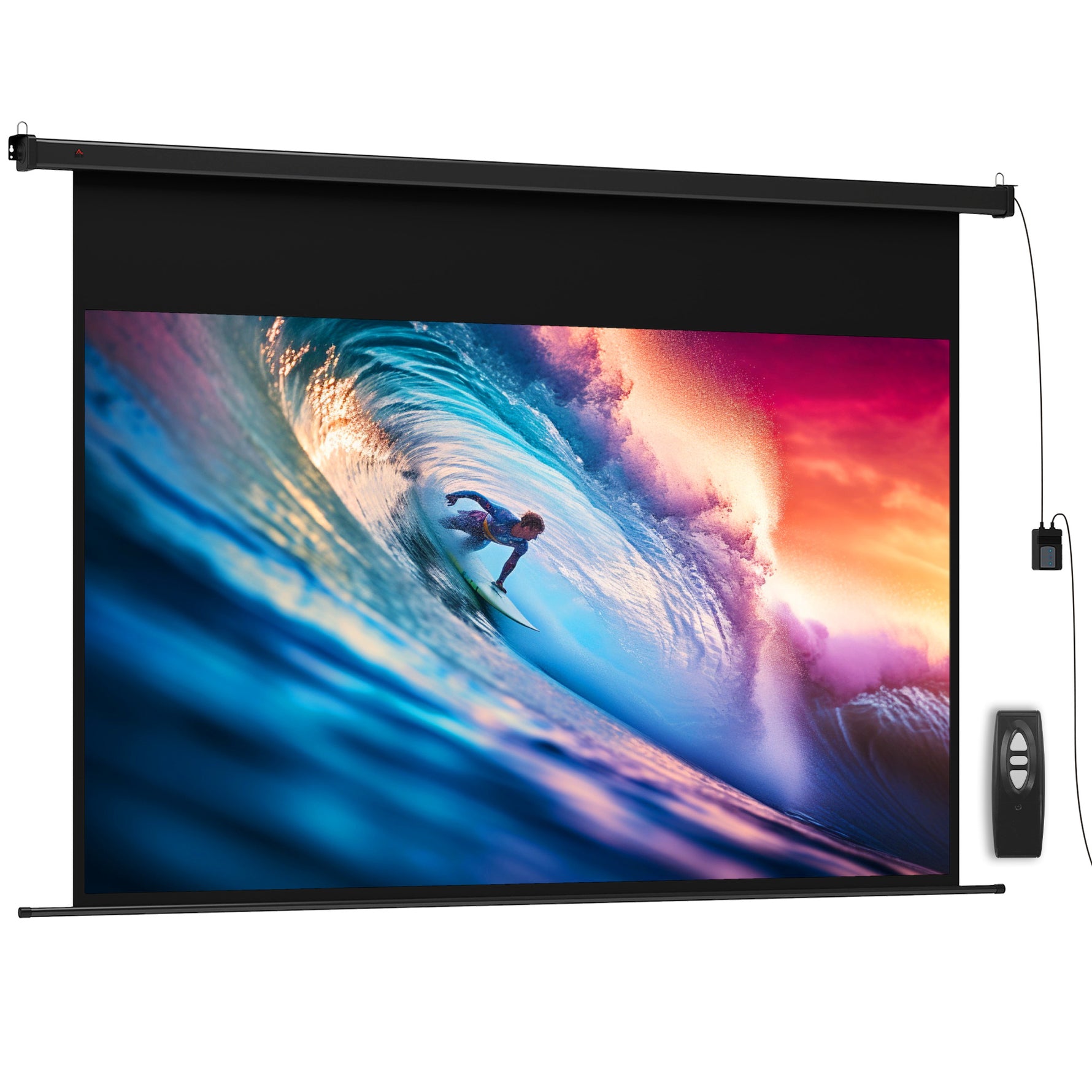 Écran vidéoprojecteur 100 Pouces, 16:9 4K HD montage mural ou plafond, panneau de commande et télécommande