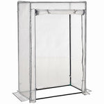 Serre de jardin, serre de balcon, bâche renforcée PE, châssis en acier, porte zippée enroulable, 100 x 50 x 150 cm blanc