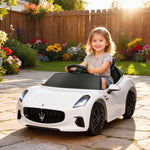 Elektrische auto voor kinderen met Maserati Gran Turismo Folgore-licentie, 12V met afstandsbediening, van 3 tot 5 jaar, wit