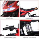 Moto électrique pour Enfants de 3-6 ans 25 W 6 V 3 Km/h Effets Lumineux et sonores roulettes Amovibles Charge max. 30 kg Rouge