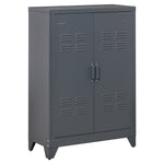 Armoire de bureau à 3 niveaux, meuble de rangement bureau métallique avec 2 portes et étagères réglables