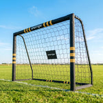 But de Football avec Mousse de Protection, 5 Piquets de Sol et Filet en PE, 180x60x120cm, Jaune
