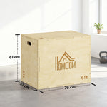 3-in-1 Plyo-Box aus Holz, Plyometrie-Trainingsgerät für Fitness, Krafttraining und Cross-Training, 51/61/76 cm