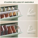 Meuble à Chaussures Style Moderne, 3 Portes Abattantes, 18 Paires de Chaussures, 60 x 23,5 x 115 cm, Vert
