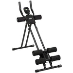 Appareil à Abdominaux Pliable avec Écran LCD, Double Rail, Mousse PVC, Cadre en Acier, 92x41x83cm, Noir