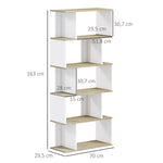 Bibliothèque style scandinave meuble de rangement 5 étagères anti-basculement Charge 25 kg aspect bois & Blanc