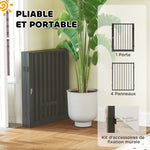 Parc pour chien, parc pour animaux, 5 panneaux, clôture portable pliable, sécurisé, noir
