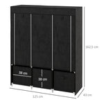 Armoire de rangement en tissu pliable avec 5 étagères, 2 tringles et 3 tiroirs en tissu 125L x 43l x 162.5H cm