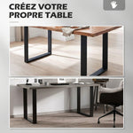 Lot de 2 pieds rectangulaires en acier noir pour table - hauteur 72 cm - design contemporain
