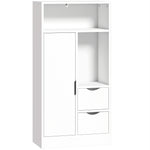 Mobiletto da bagno, mobile contenitore stretto con 2 cassetti, scomparti a giorno, 50x25x100cm, bianco