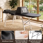 Table de massage pliante, lit de massage 3 zones portable 182 x 62 cm avec appuie-tête et accoudoirs amovibles, noir