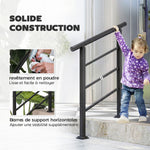 Outdoor Stair Railing for 1 to 3 Steps, Metal Stair Handrail with Installation Kit, Black