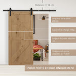 200 CM Rail porte coulissante quincaillerie de porte coulissante en acier au carbone capacité de charge 90 kg - noir