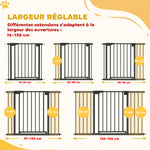 Barrière de sécurité pour chiens et bébés 76 à 130 cm avec extension fixation par pression sans perçage blanc