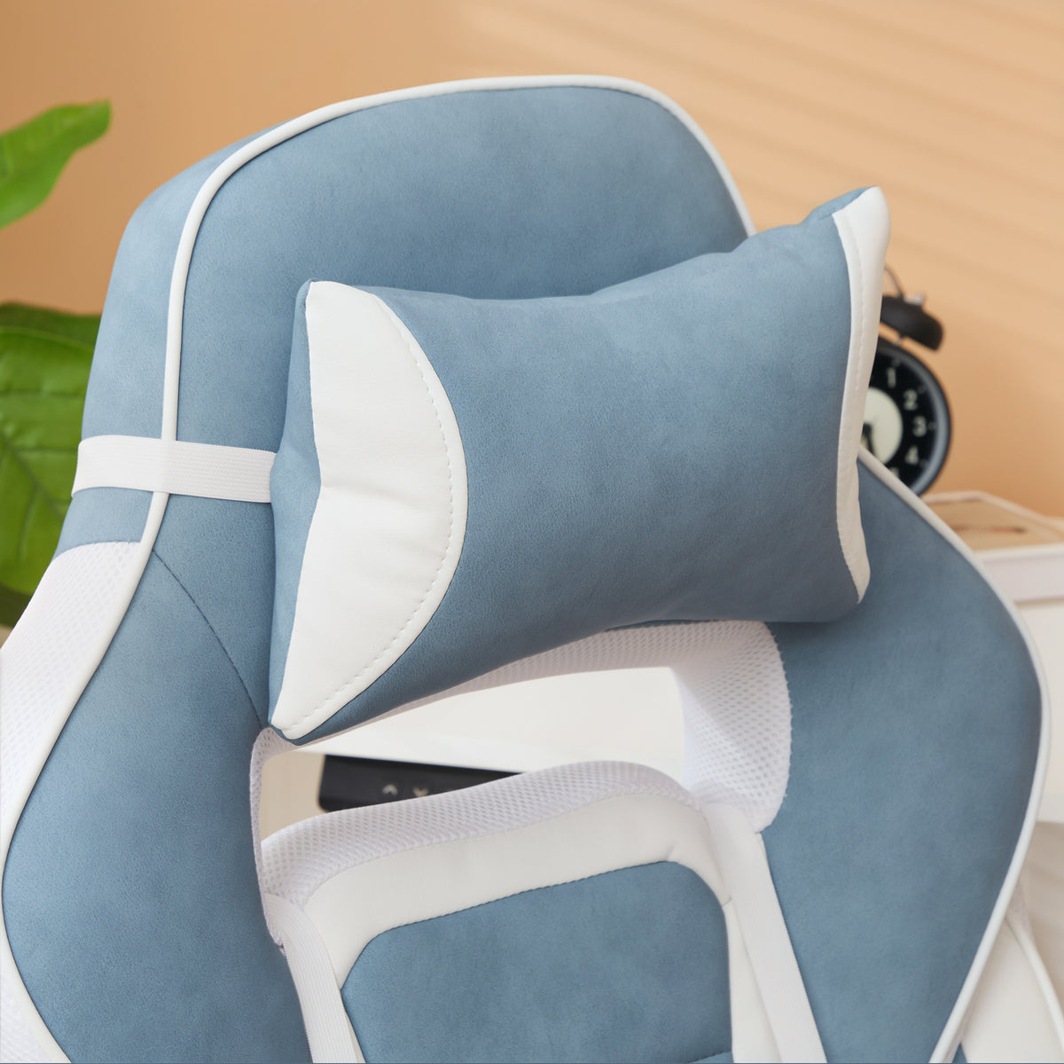 Chaise gaming, fauteuil gaming ergonomique avec repose-pieds, hauteur réglable, dossier inclinable, 63x63x123cm, bleu