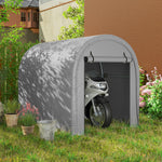 Abri de Jardin Tente de Stockage Acier Galvanisé & 160g/m² PE Anti-UV pour Moto et Tondeuse 159x240x185cm Gris Clair