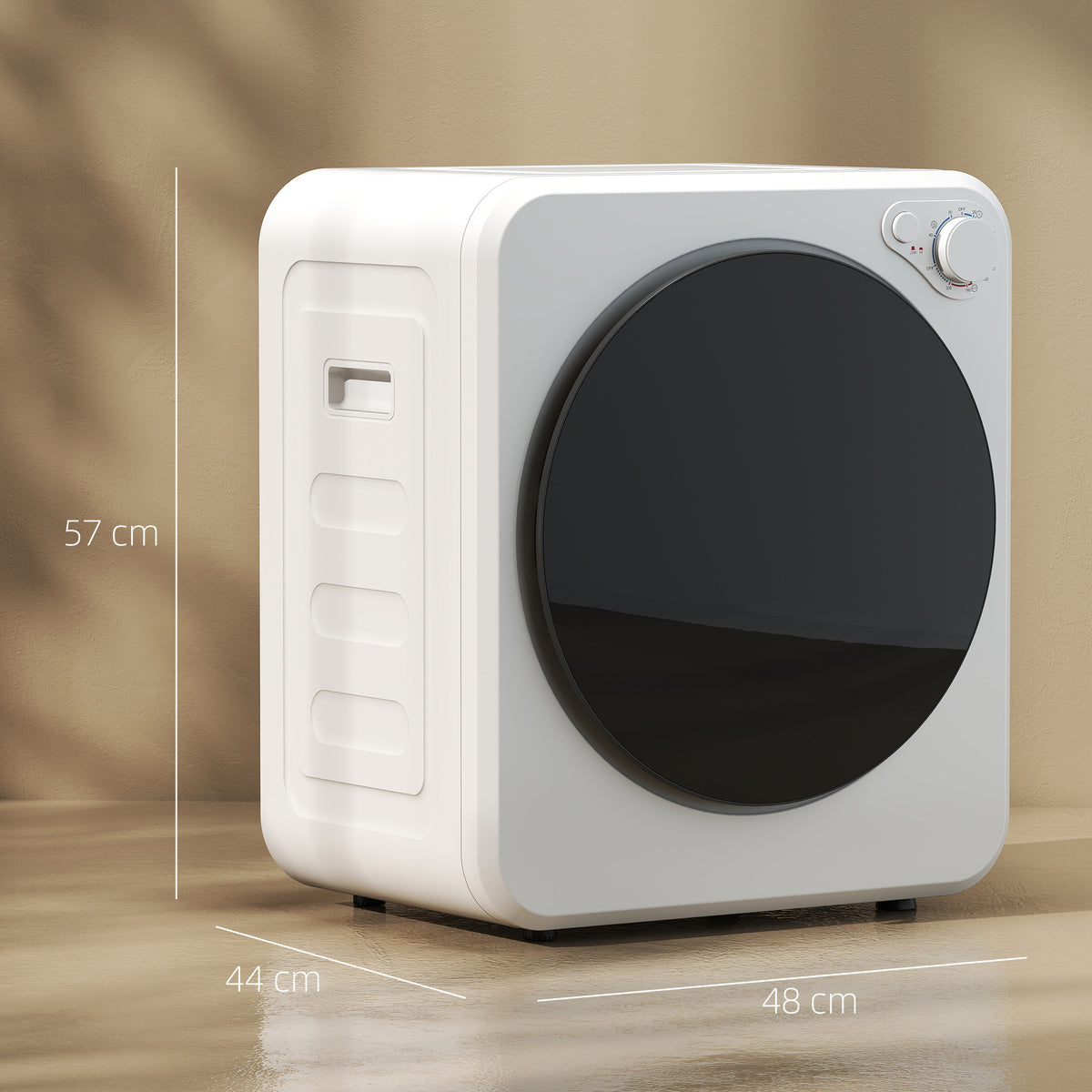 Sèche-linge à évacuation portable 2,5 Kg, sèche-linge électrique 400/800 W, 5 modes de séchage, 48 x 44 x 57 cm, blanc