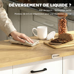 Îlot de Cuisine avec Station de Charge, Chariot de Cuisine à Roulettes avec Plan de Travail Rabattable, 2 Tiroirs, Blanc