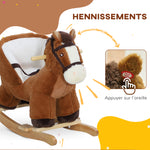 Cheval à bascule pour enfants jouet à bascule bébé de 18 à 36 mois avec effet sonore base en bois ceinture de sécurité