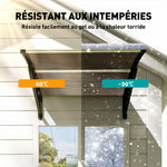 Auvent de Porte d'Entrée, Toit Marquise de Porte Extérieur en Polycarbonate et Profil Aluminium, 103x96,5cm, Marron