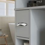 Meuble WC dessus de toilette ou machine à laver, 2 portes, 3 compartiments, porte-papier toilette, 80x19,5x170cm, gris