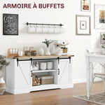 Buffet meuble de rangement avec 2 portes coulissantes étagères réglables 150l x 40P x 72H cm en bois blanc chêne