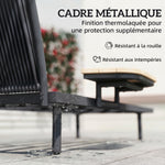 Chaise Longue de Jardin avec Coussins Lavables en Oléfine et Étagère Latérale, Cadre en Métal, 58x137x75cm, Gris