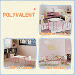 Mesa infantil con silla, juego de mesa y 2 sillas infantiles de madera, motivos de estrellas, 60 x 60 x 44 cm, rosa