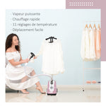 Défroisseur vapeur vertical défroisseur à vêtements 1,4 L 1950 W débit vapeur 32g/min tige telescopique rose noir