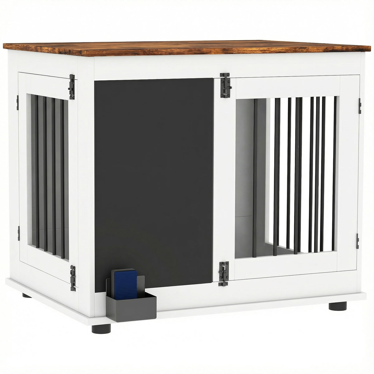 Cage pour chien cage chien intérieur avec 2 portes tableau noir pour chiens taille moyenne 20 kg 80 x 60 x 70 cm blanc