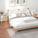 Chevet Table de Nuit Design scandinave 40L x 30l x 56H cm tiroirs Bois Massif pin MDF Blanc et hêtre Motif Graphique