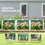 Mini Serre de Jardin Serre à tomates 3,5L x 1l x 0,8H m Acier PE Haute densité 140 g/m² Anti-UV 3 fenêtres vert