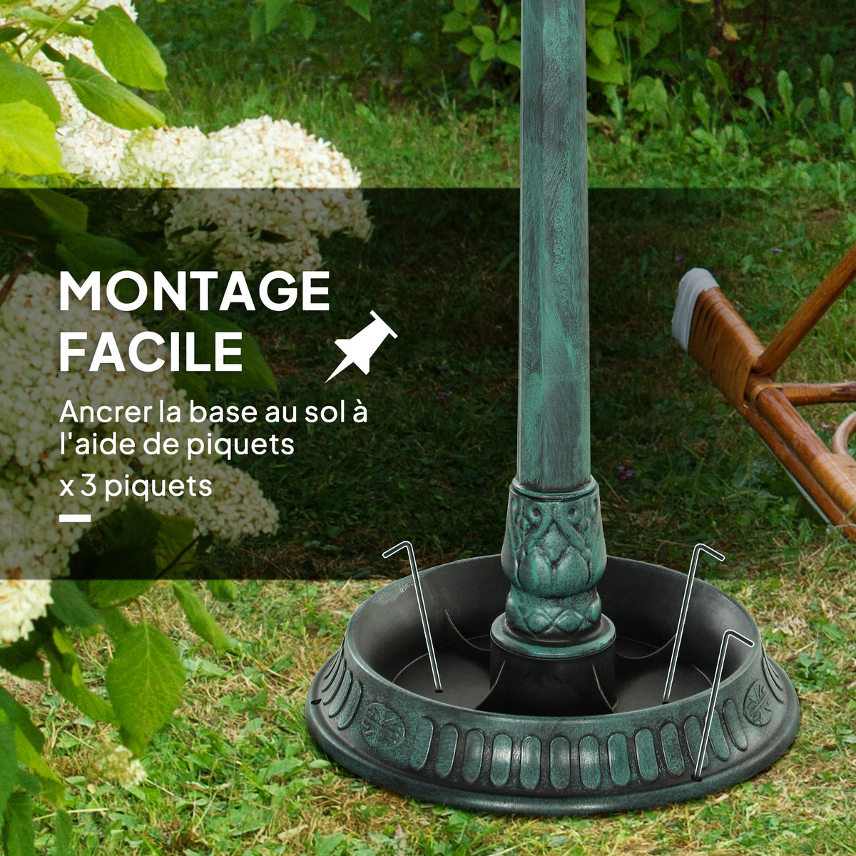 Bain d'oiseaux abreuvoir pour oiseaux jardinière 3 en 1 Ø 50 x 113 cm polypropylène vert-de-gris-4