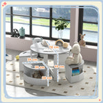 Table Enfant avec 4 Chaises 5 Pièces avec Rangement, Cadeau pour Fille Garçon 3-8 Ans, Ø 78 x 49 cm, Gris