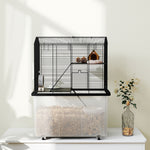 Cage hamster cage rongeur 3 étages avec roulettes plate-forme et échelle en fil d'acier 57 x 43 x 74 cm noir