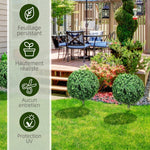 Lot de 2 Plantes Artificielles 70 cm, Boules de Buis, 440 Feuilles, Piquets, Résistant aux UV, Facile à Nettoyer, Vert