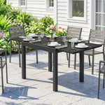 Table de jardin extensible pour 4-6 personnes avec rallonge auto-stockée aluminium avec effet bois 80-160 x 80 cm noir