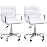 Lot de 2 chaises de bureau fauteuil manager pivotant hauteur réglable revêtement synthétique capitonné blanc