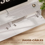 Meuble TV suspendu 140cm, meuble télé pour téléviseur 72 pouces, 2 portes rabattables, 140x25x22cm, blanc