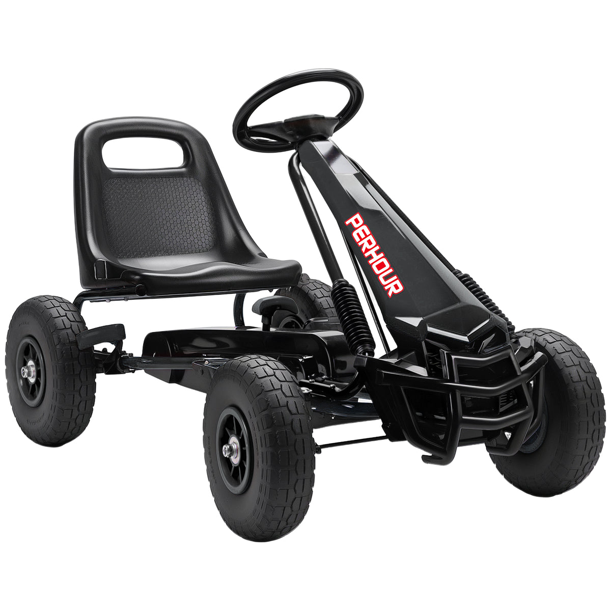 Kart à pédales Go-Kart pour enfants siège réglable pneus EVA embrayage manuel et frein 110 x 61 x 62 cm noir