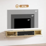 Meuble TV suspendu, meuble télé pour téléviseur jusqu'à 50 pouces, tiroir rabattable 2 étagères 120x24x16cm noir